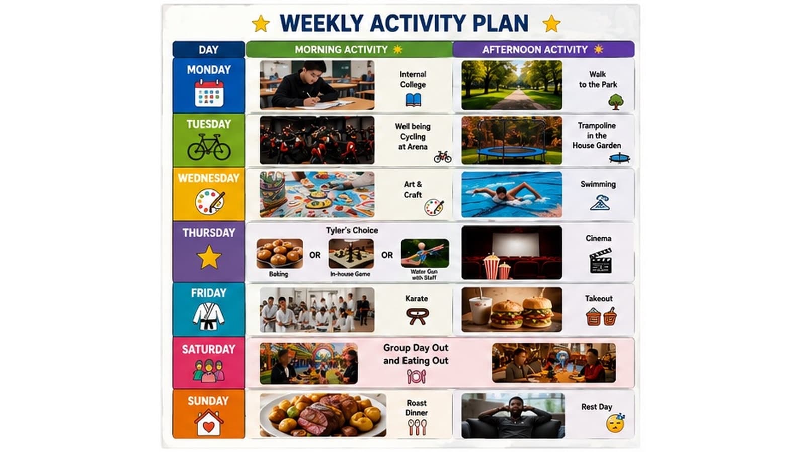 Supported Living Provider | Weekly Activity Plan