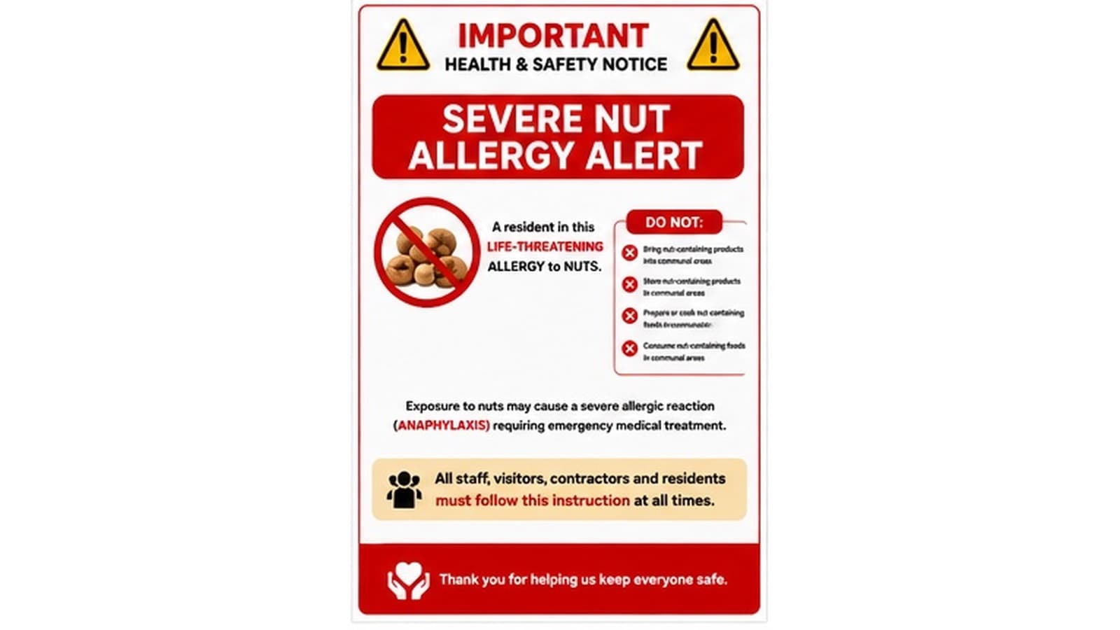 Supported Living Provider | Health & Safety Notice